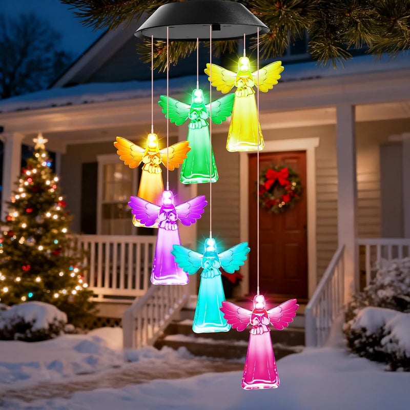 Winzwon Christmas White Elephant Gifts for Women Grandma Wife Sister, Solar Lights Outdoor Wind Chimes for Outside Garden Yard Patio Porch Decor Hanging Rose Decorations, Mothers Day Mom Gift - Image 1